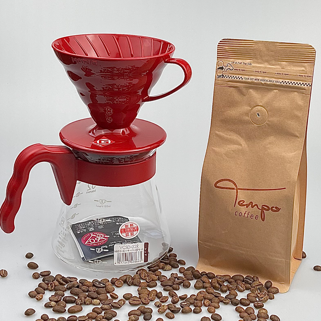 Hario V60 02 Pour Over & Pure Colombian Coffee Gift set - Tempo Coffee